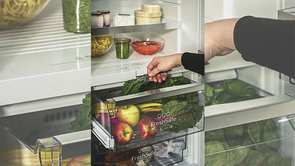 Volle Obst und Gemüseschublade fresh safe bei einem Neff collection kühlschrank