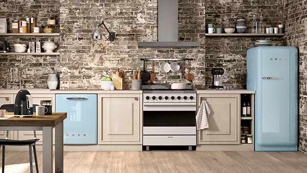 Smeg küchengeräte in pastellblau