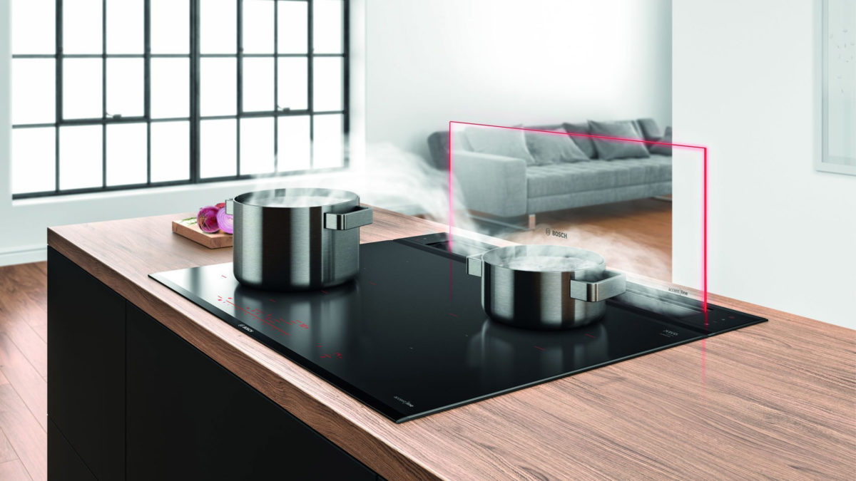 Bosch Tischlüfter aus Glas mit effektlicht in pink