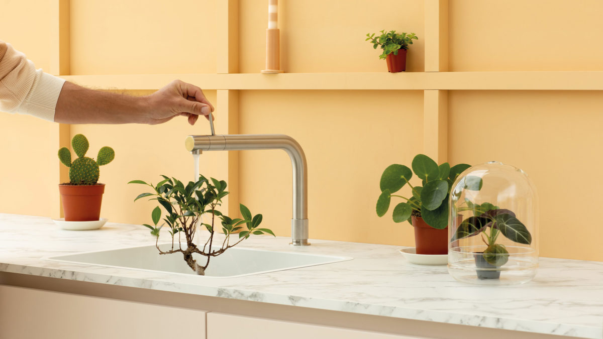 quooker front wasserhahn in edelstahl eckig minimalistisch