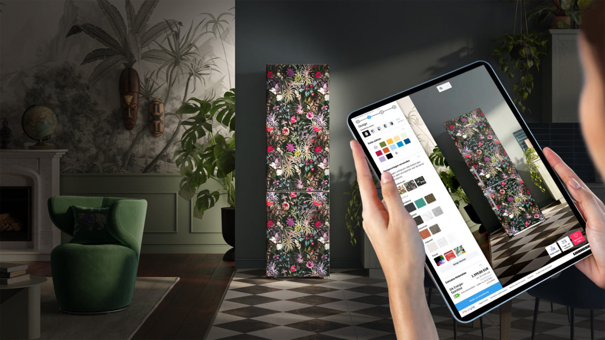 liebherr mystyle kühlschrank konfigurieren mit verschiedenen designs auf dem tablet display