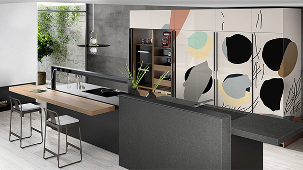 valcucine vitrum arte küche mit theke