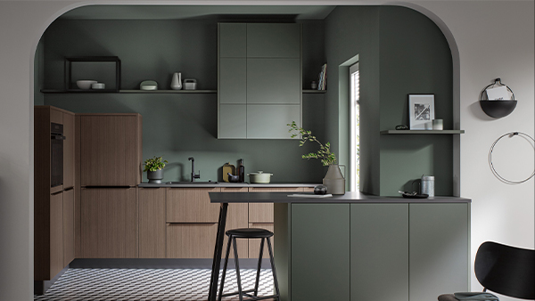 häcker vegas grün metallic küche mit walnuss holz