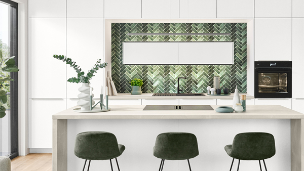 nobilia küche in weiß mit grünen akzenten