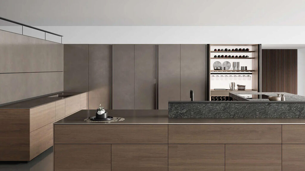valcucine artematica küche aus naturstein und holz
