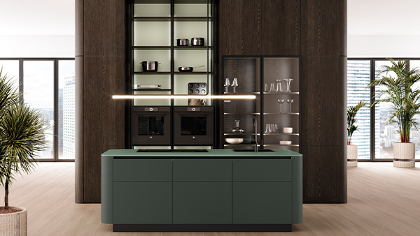 elegante leicht küche mit kochinsel