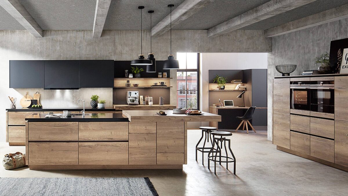 nobilia structura küche mit küchenschränken in holzoptik