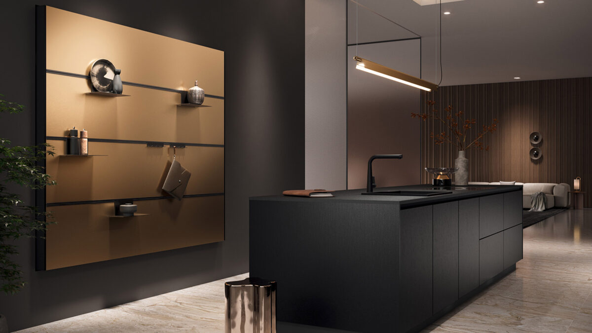 dunkle metallic küche mit schwarz und gold aus der serie häcker av 7070 gl bronze