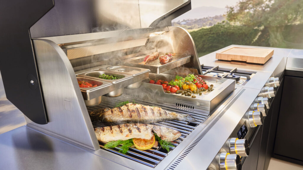 miele dreams fire pro l 4p gasgrill auf dem leckere grillspeisen braten